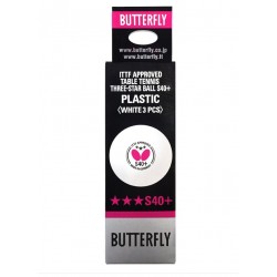 Мячи Butterfly 3*** S40+ (3 шт. в упаковке) белые