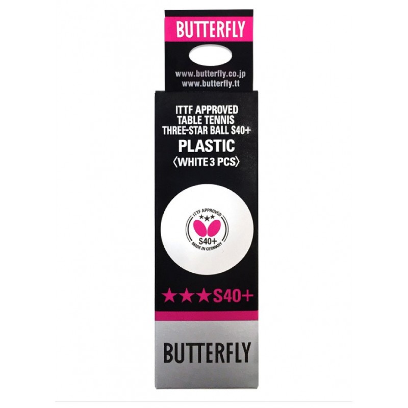 Мячи Butterfly 3*** S40+ (3 шт. в упаковке) белые